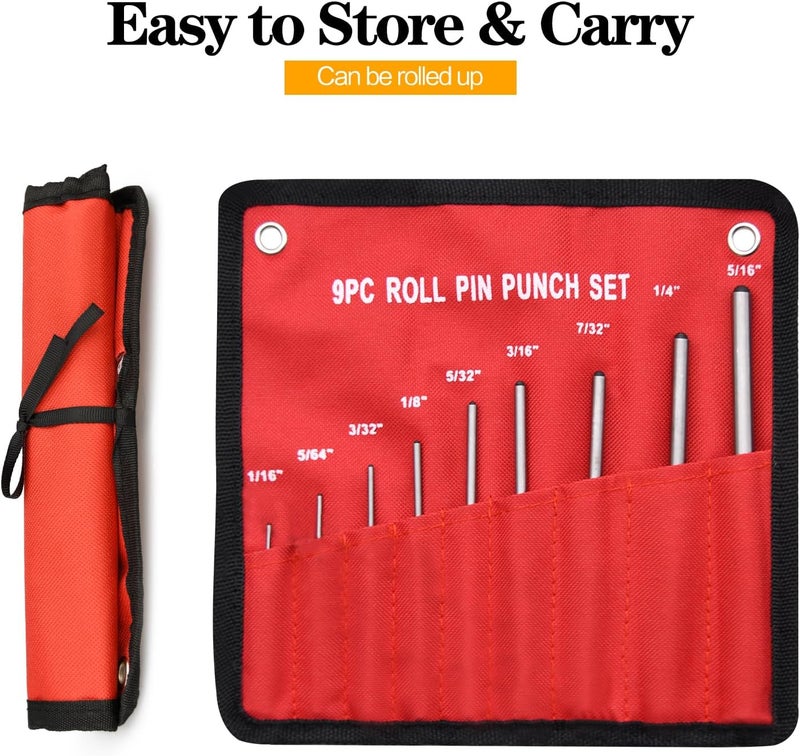 DkOvn Pin Punch Set, 9pcs 1/16" - 5/16" Removing Repair Tools with Storage Pouch, Great for Automotive, Watch Repair, Jewelry and Craft - Image 4